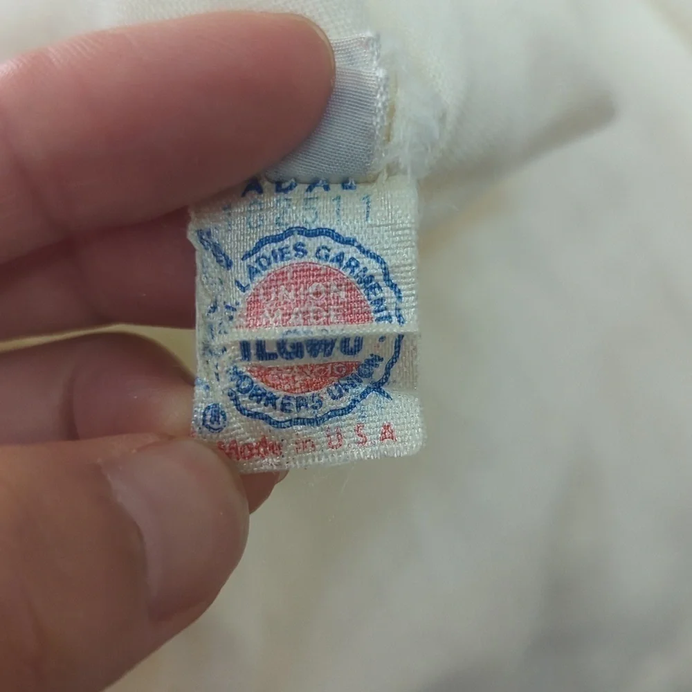 Vintage Pleated Button Down Top Ivory S/M preppy retro Business casual bohemian - Picture 8 of 9